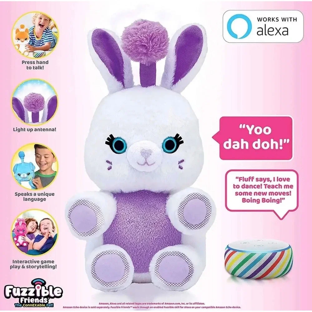 Jazzwares Fuzzible Friends Fluff Bunny Rabbit Alexa Compat Interactive Plush Toy